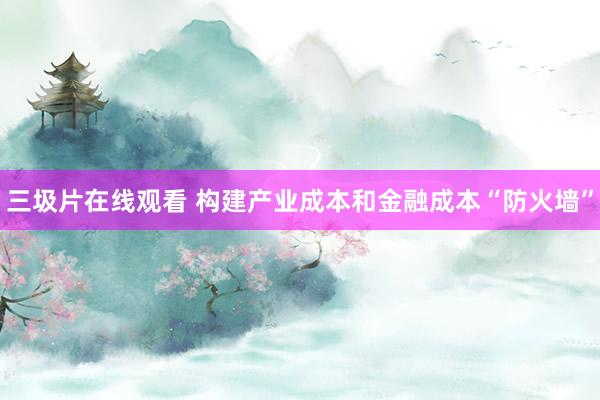 三圾片在线观看 构建产业成本和金融成本“防火墙”