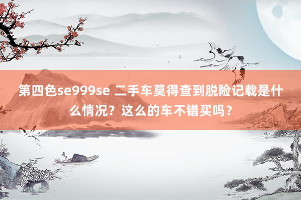 第四色se999se 二手车莫得查到脱险记载是什么情况？这么的车不错买吗？