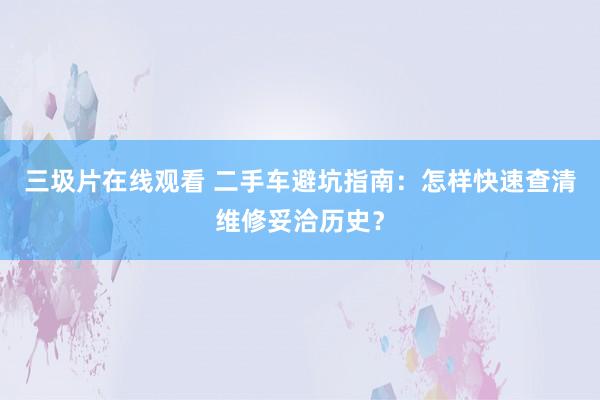 三圾片在线观看 二手车避坑指南：怎样快速查清维修妥洽历史？