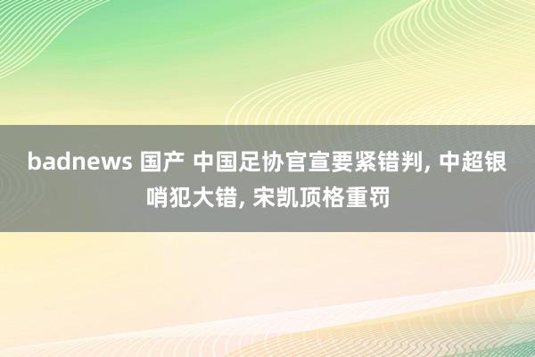 badnews 国产 中国足协官宣要紧错判， 中超银哨犯大错， 宋凯顶格重罚