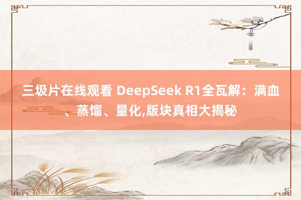三圾片在线观看 DeepSeek R1全瓦解：满血、蒸馏、量化，版块真相大揭秘