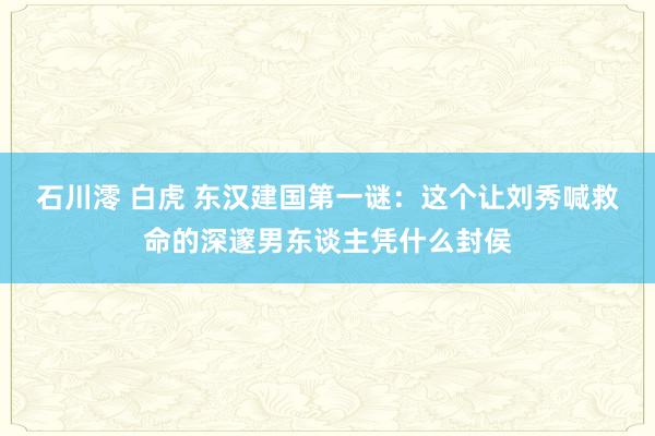 石川澪 白虎 东汉建国第一谜：这个让刘秀喊救命的深邃男东谈主凭什么封侯