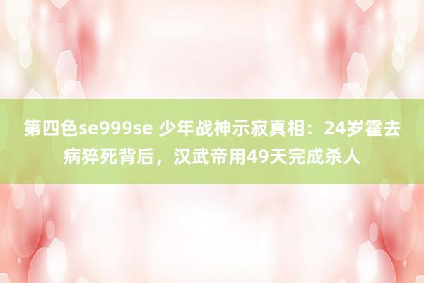 第四色se999se 少年战神示寂真相：24岁霍去病猝死背后，汉武帝用49天完成杀人